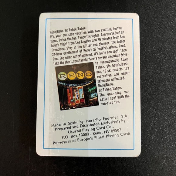 Reno Nevada Skyline Souvenir Playing Cards. Sealed. New. - Picture 2 of 2